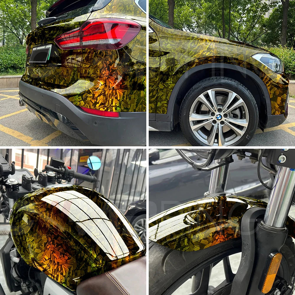 Carbon Fiber Film Glossy Black Car Body Film Forged Carbon Fiber Vinyl Wrap Film Self Adhesive Decal Sticker for Car Accessories