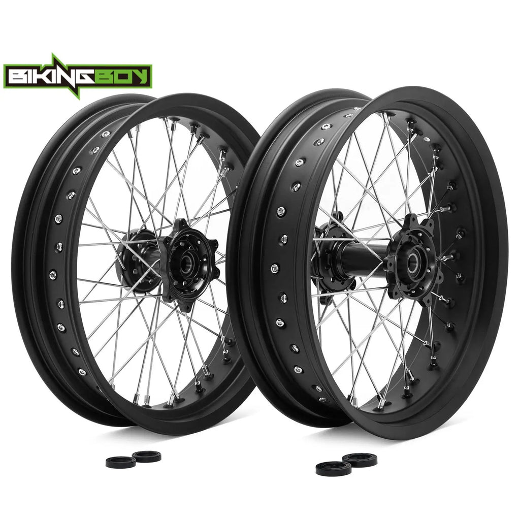 BIKINGBOY Supermoto Front 17" 3.5" Rear 17" 4.25" Wheel Rim Hub For Surron Ultra Bee Sur-ron UB Electric Dirt Spoke Complete Set
