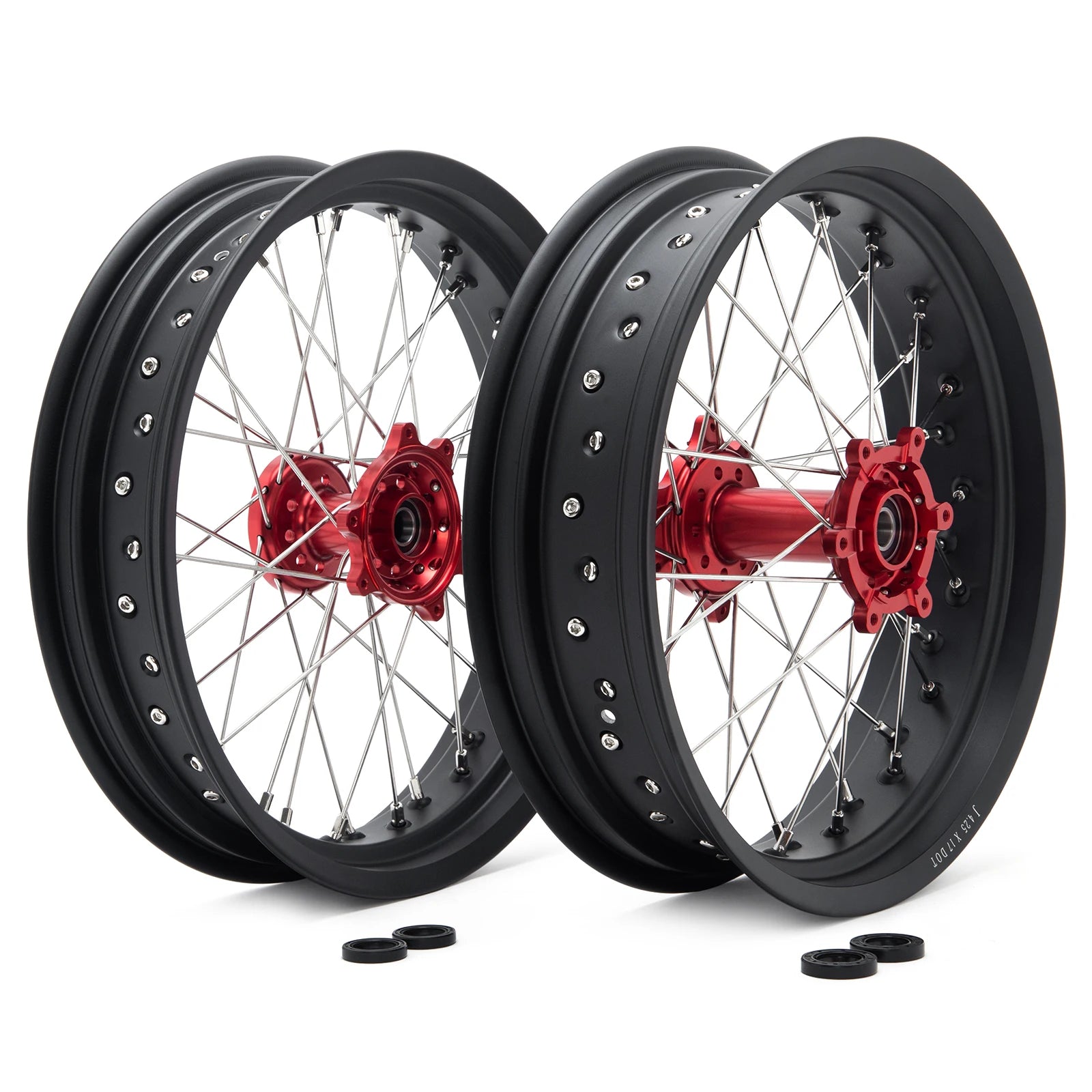 BIKINGBOY Supermoto Front 17" 3.5" Rear 17" 4.25" Wheel Rim Hub For Surron Ultra Bee Sur-ron UB Electric Dirt Spoke Complete Set