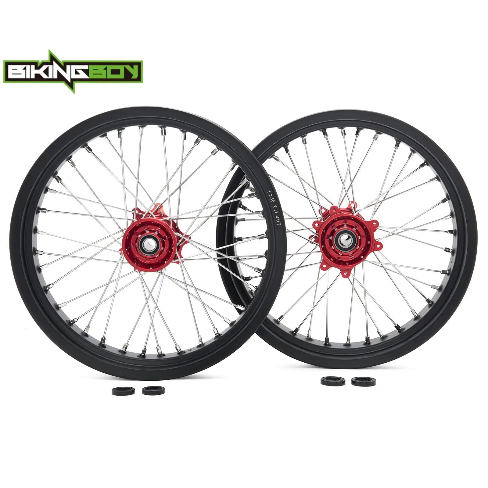 BIKINGBOY Supermoto Front 17" 3.5" Rear 17" 4.25" Wheel Rim Hub For Surron Ultra Bee Sur-ron UB Electric Dirt Spoke Complete Set