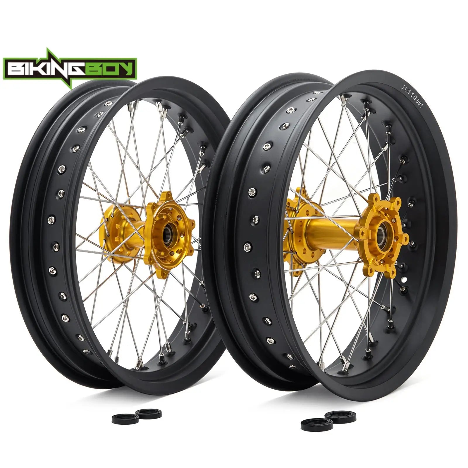 BIKINGBOY Supermoto Front 17" 3.5" Rear 17" 4.25" Wheel Rim Hub For Surron Ultra Bee Sur-ron UB Electric Dirt Spoke Complete Set