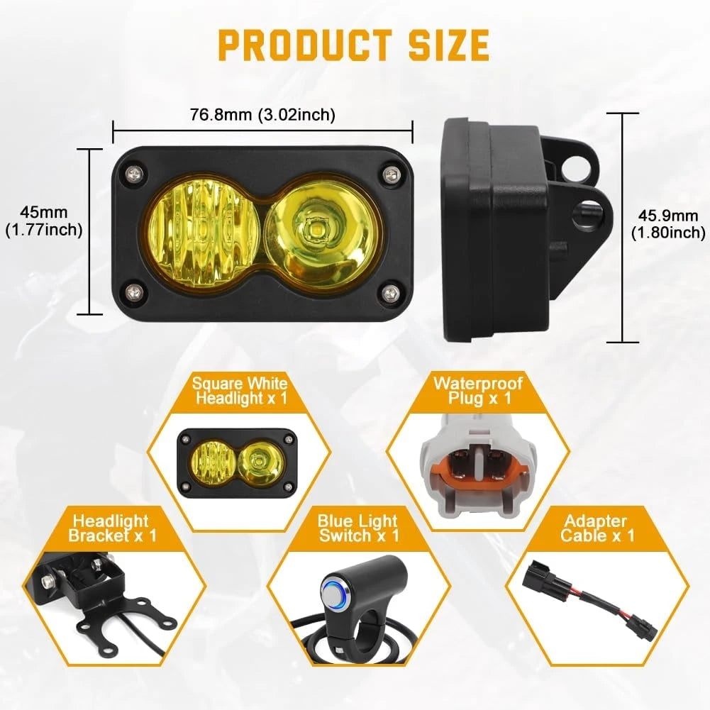 For Sur Ron Sur-Ron SurRon Segway Talaria Plug N Play Waterproof for 20W Headlight Switch White Spot Flood Led Pod Combo Kit Set