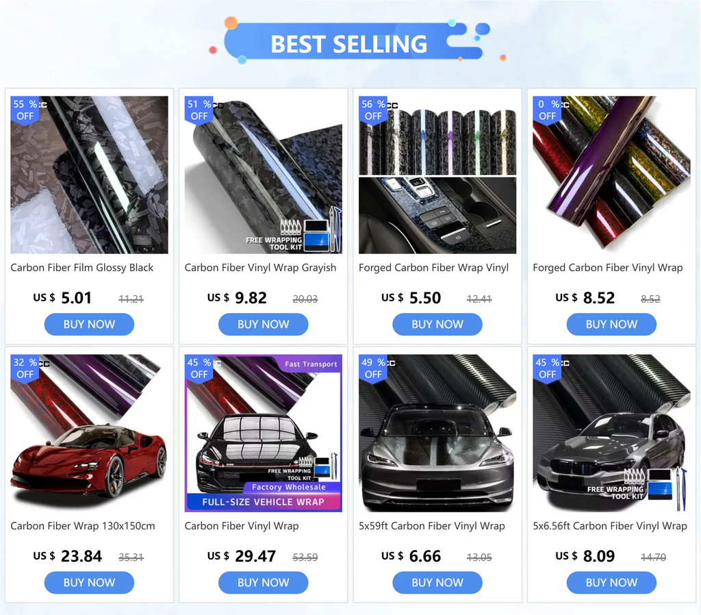Carbon Fiber Film Glossy Black Car Body Film Forged Carbon Fiber Vinyl Wrap Film Self Adhesive Decal Sticker for Car Accessories