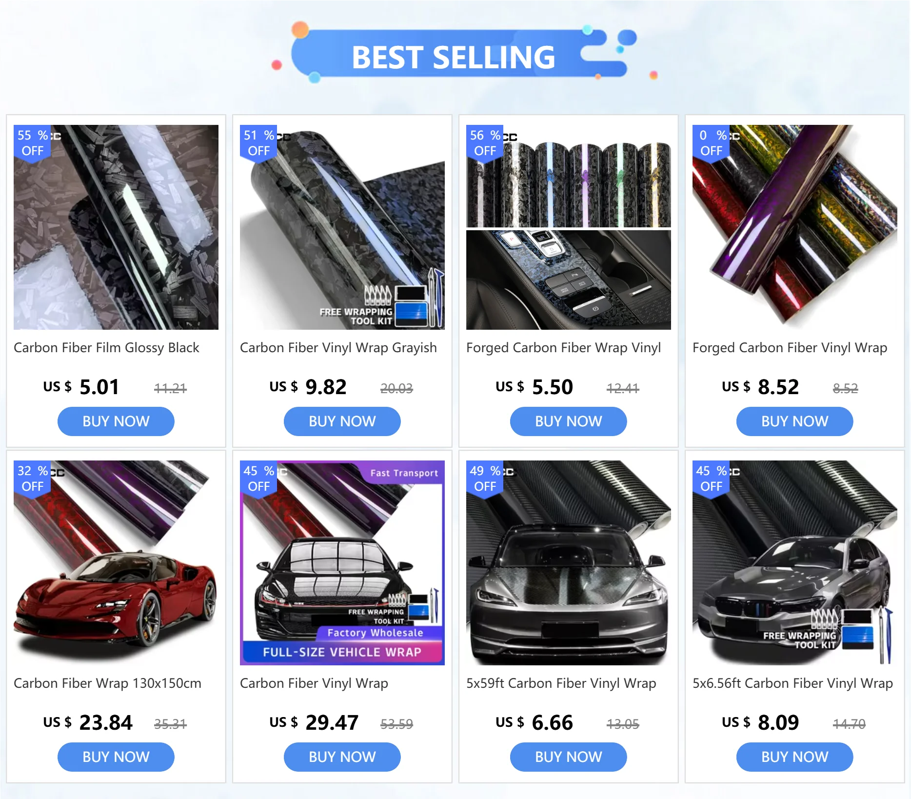 Carbon Fiber Film Glossy Black Car Body Film Forged Carbon Fiber Vinyl Wrap Film Self Adhesive Decal Sticker for Car Accessories
