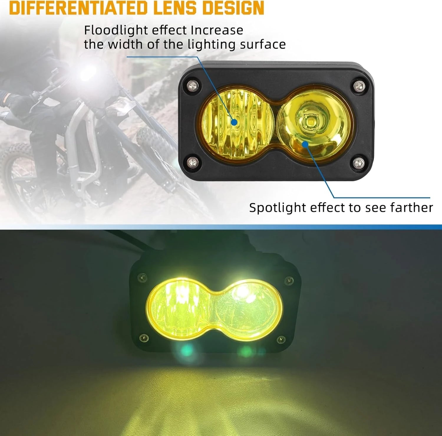 For Sur Ron Sur-Ron SurRon Segway Talaria Plug N Play Waterproof for 20W Headlight Switch White Spot Flood Led Pod Combo Kit Set