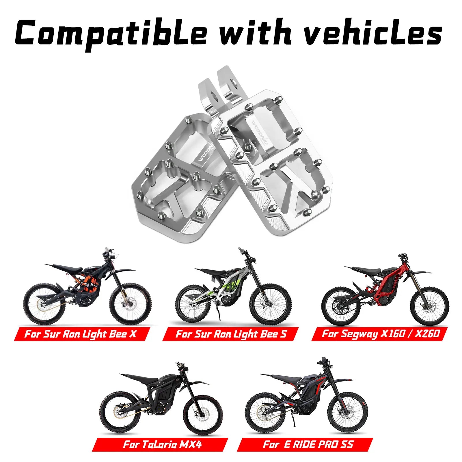 Silver Pegs for Surron Pegs Light Bee X/S Segway X160 X260 Modified Pedals Foot Pegs for SurRon Accessories E-Bikes Motorcycle