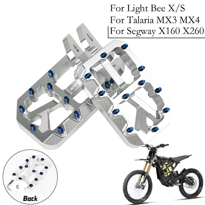 Silver Pegs for Surron Pegs Light Bee X/S Segway X160 X260 Modified Pedals Foot Pegs for SurRon Accessories E-Bikes Motorcycle