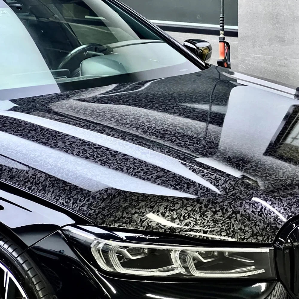 Carbon Fiber Film Glossy Black Car Body Film Forged Carbon Fiber Vinyl Wrap Film Self Adhesive Decal Sticker for Car Accessories